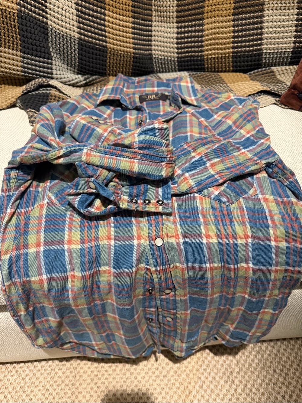 Ralph Lauren Double RL Blue Plaid Cotton Button-Down Shirt